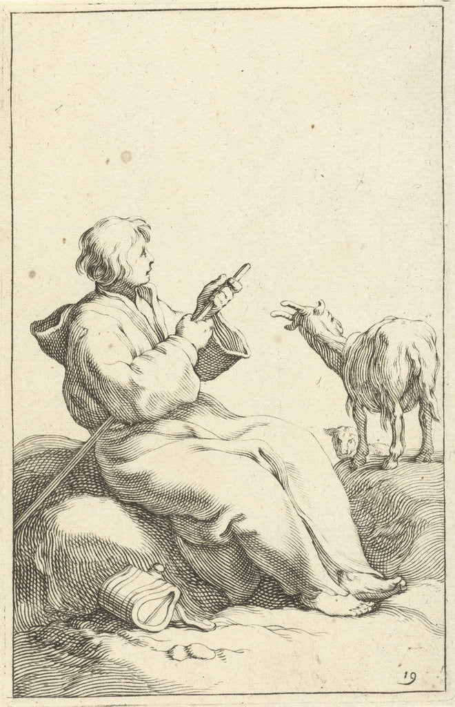 Detail of Incumbent goatherd by Abraham Bloemaert