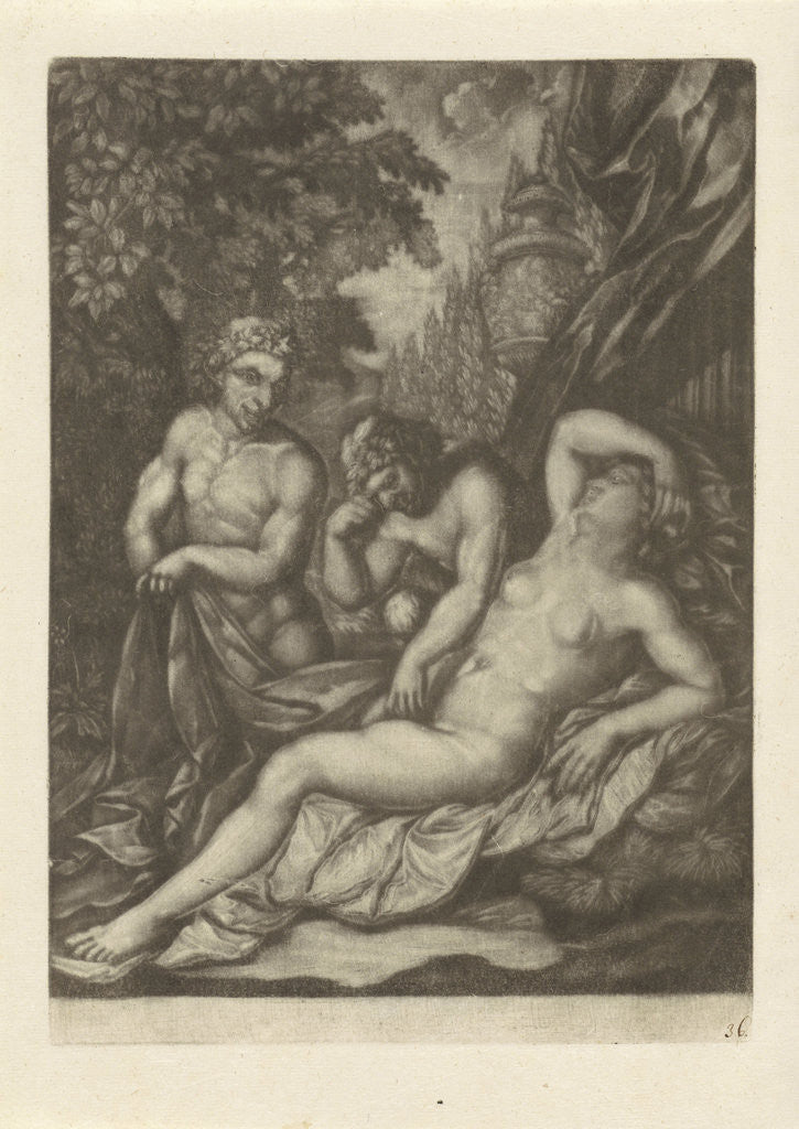 Detail of Two Satyrs near a sleeping nymph by Jan van Somer