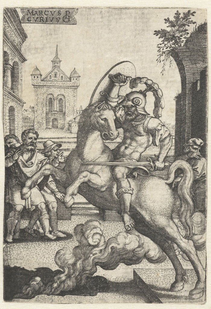 Detail of Marcus Curtius plunges into a gorge by Georg Pencz