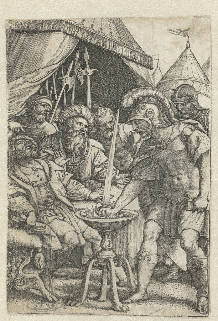 Detail of Mucius Scaevola puts right hand into the fire by Georg Pencz