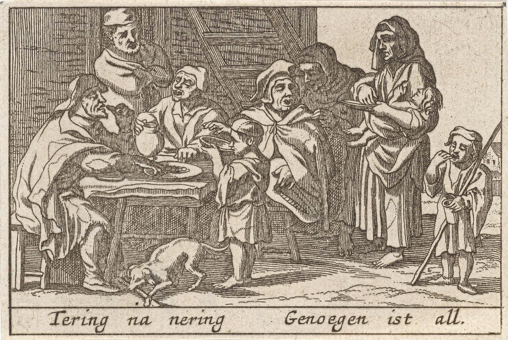 Detail of Eating figures around a table by Claes Jansz. Visscher II
