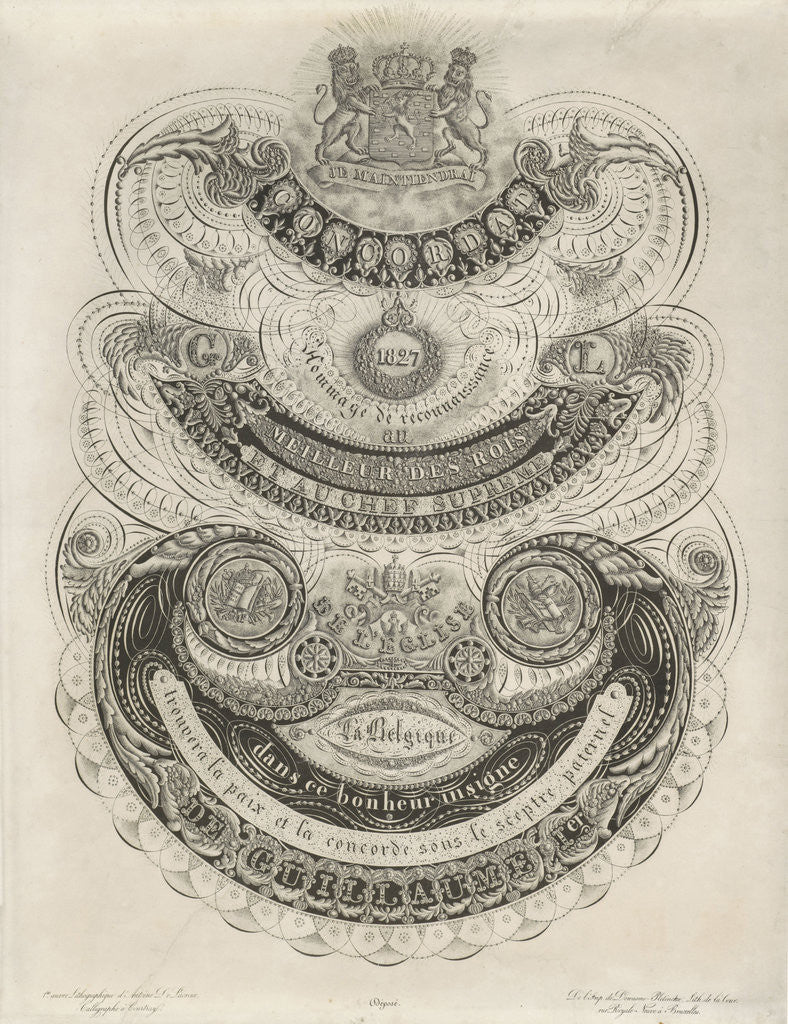 Detail of Calligraphy on the concordat between the Courts of Rome and William I by Dewasme-Plétinckx