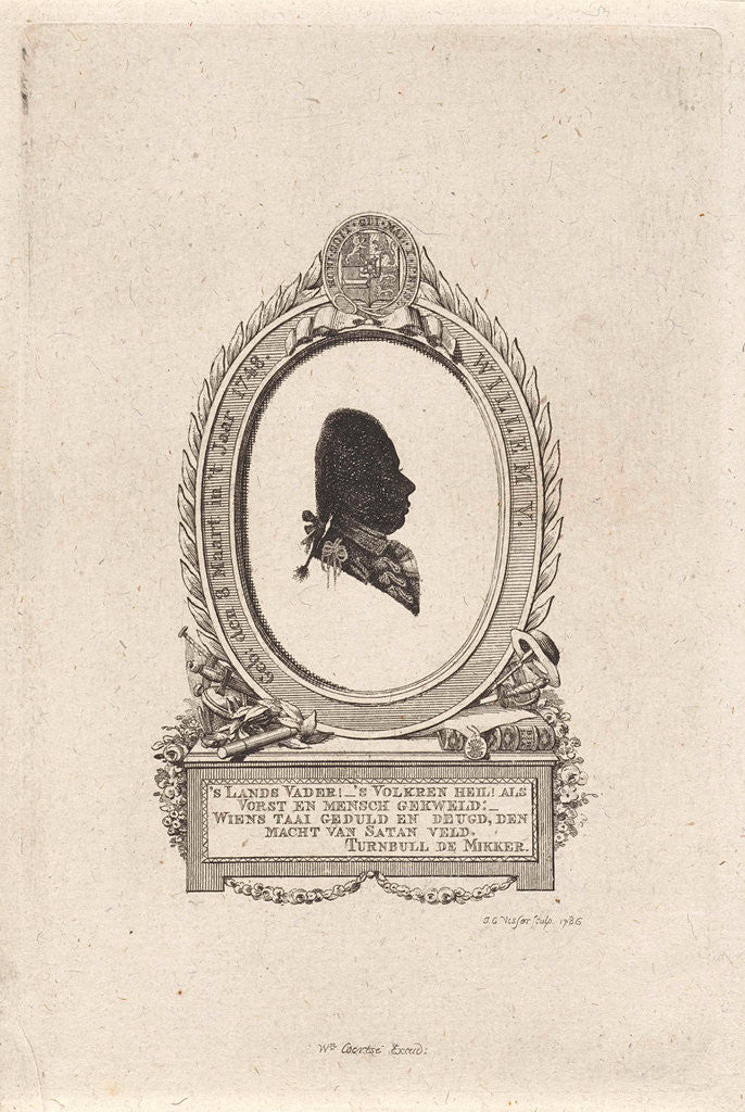 Detail of Portrait of Willem V, prins van Oranje-Nassau by Willem Coertse