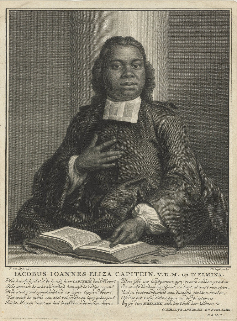 Detail of Portrait of Jacobus Elisa Johannes Capitein by Pieter Tanje