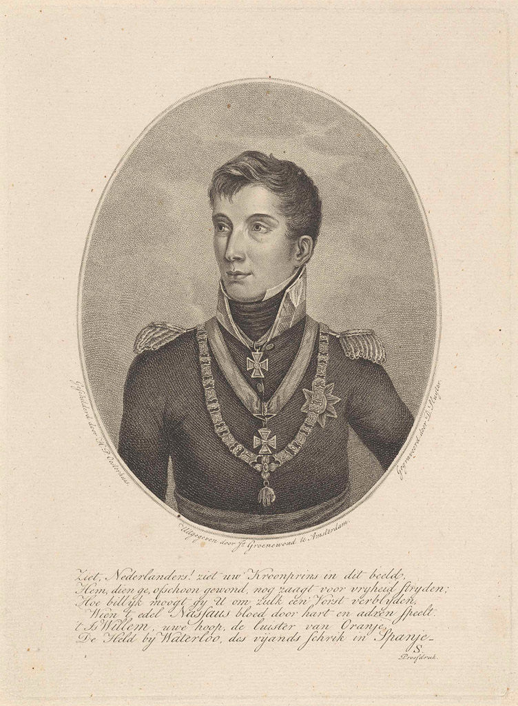 Detail of Portrait of William II, the future King of the Netherlands, as crown prince by J. Groenewoud