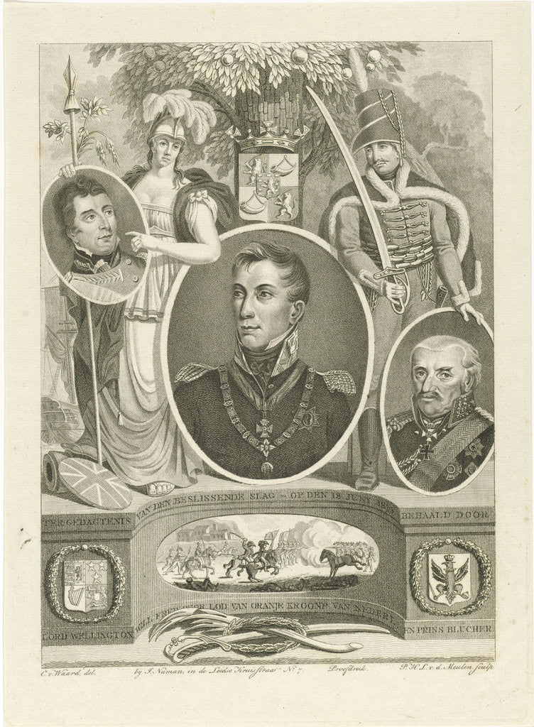 Detail of Portrait of Prince William Frederick George Lodewijk to commemorate the Battle of Waterloo, Belgium by Jan F. Numan