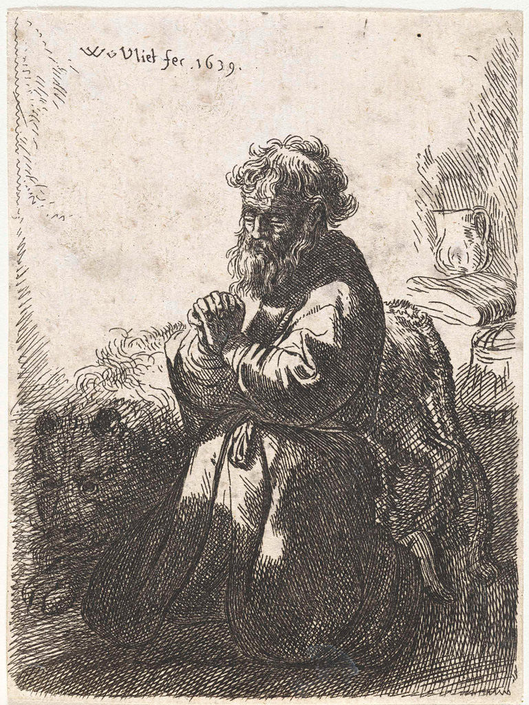Detail of H. Jerome in prayer by Rembrandt Harmensz. van Rijn