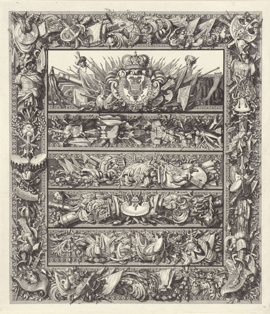 Detail of War Trophies and the coat of arms of Charles V of Habsburg by Anonymous
