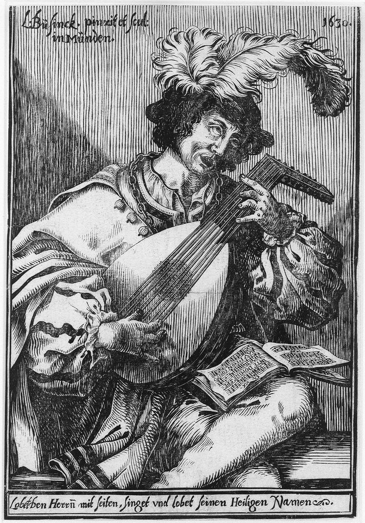 Detail of The lute player by Ludwig Büsinck