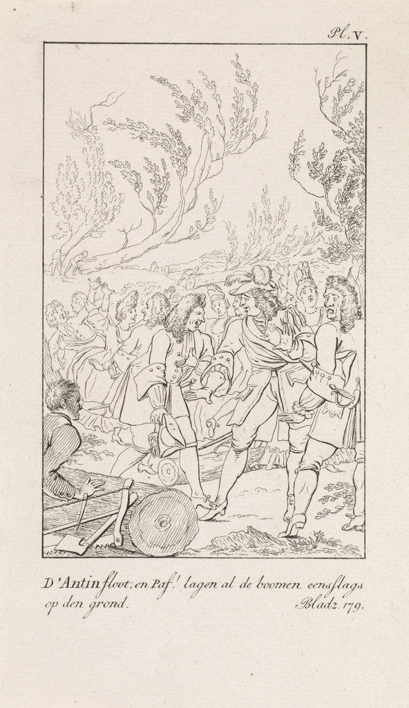 Detail of Company in a forest near felled trees by François Bohn