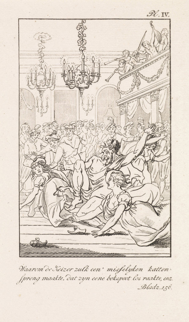 Detail of Man with the appearance of the devil in a ballroom by Francois Bohn