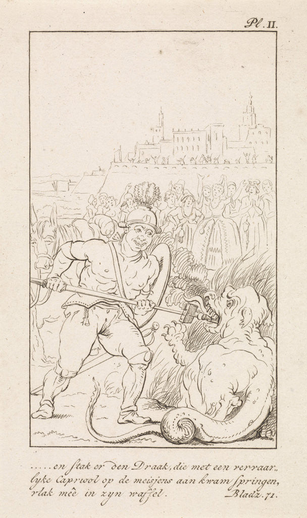 Detail of Man holds a dragon down by François Bohn