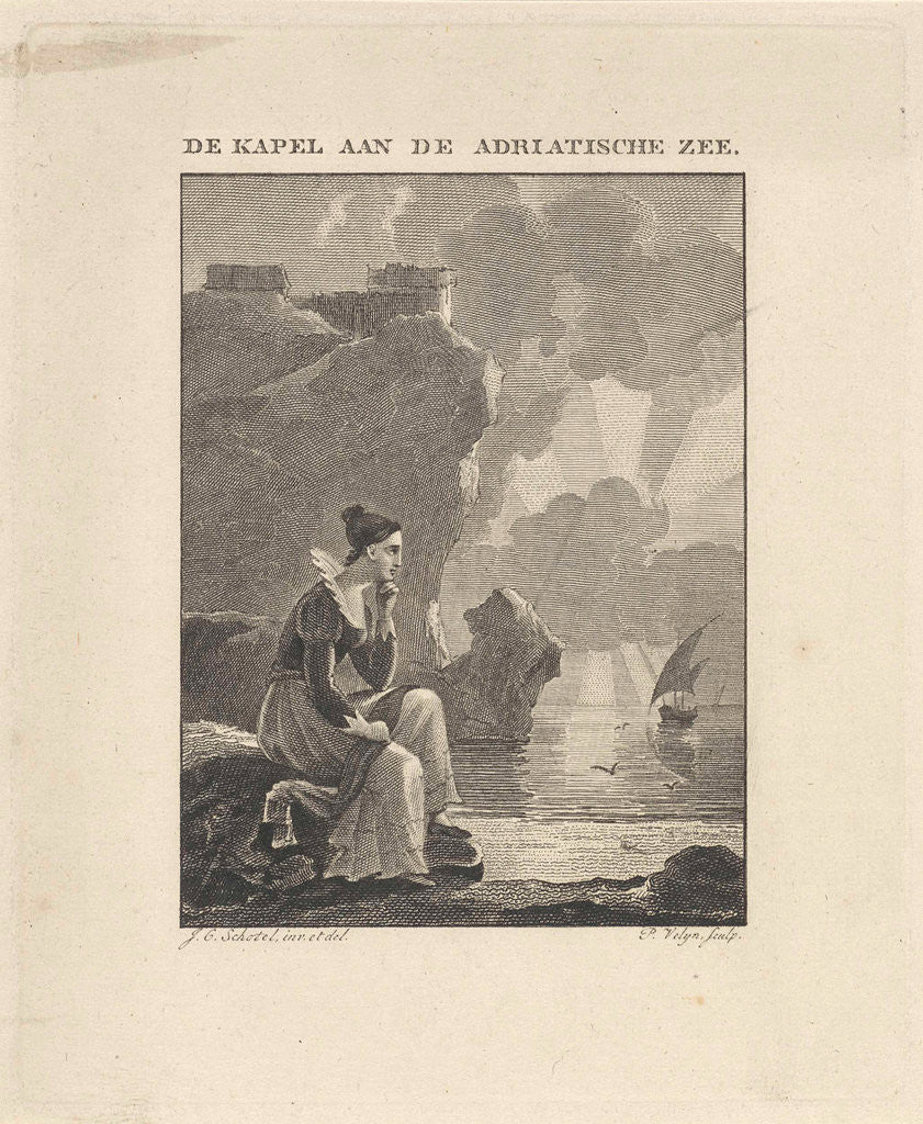 Detail of Woman looking out over the sea by Philippus Vellum