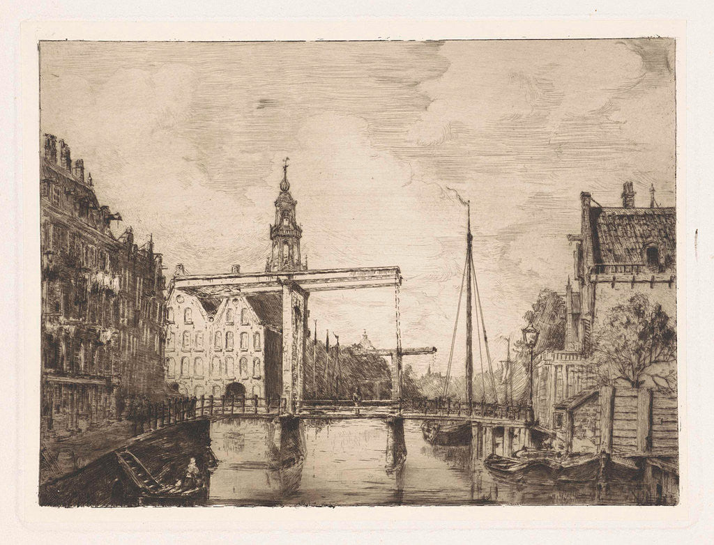 Detail of View of the Mark canal in Amsterdam by Frans Schikkinger