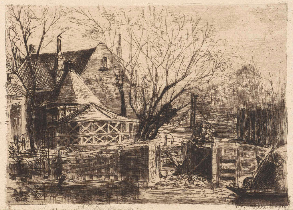 Detail of Polder house and the lock in Boerenwetering Amsterdam, The Netherlamds by Frans Schikkinger