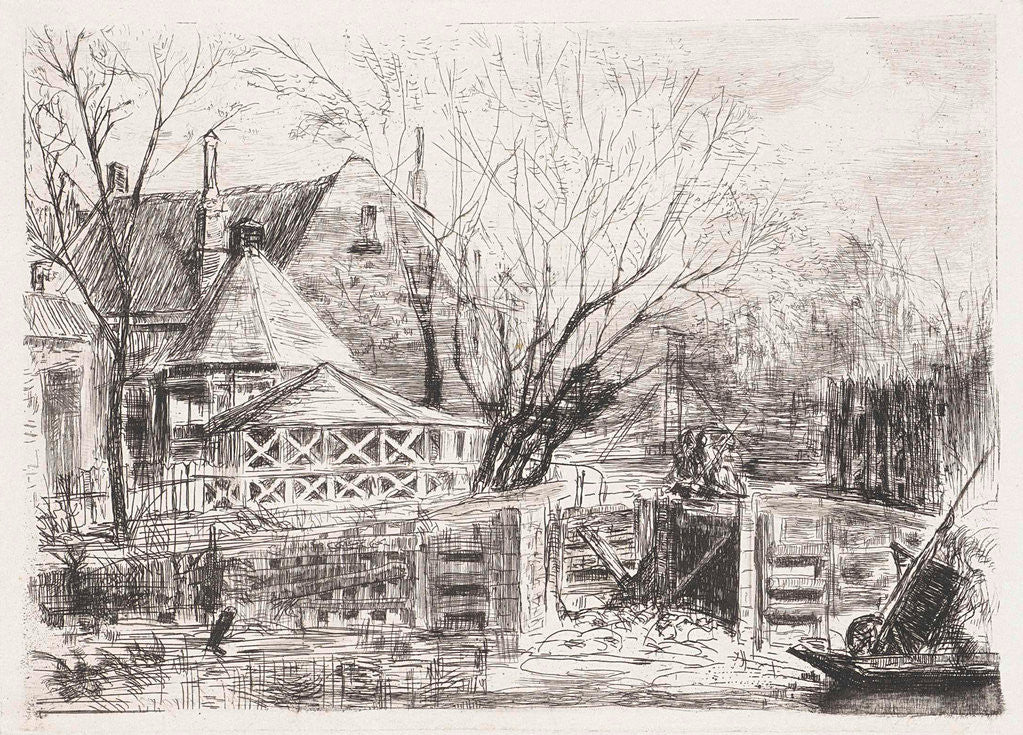 Detail of Polder house and the lock in Boerenwetering Amsterdam by Frans Schikkinger