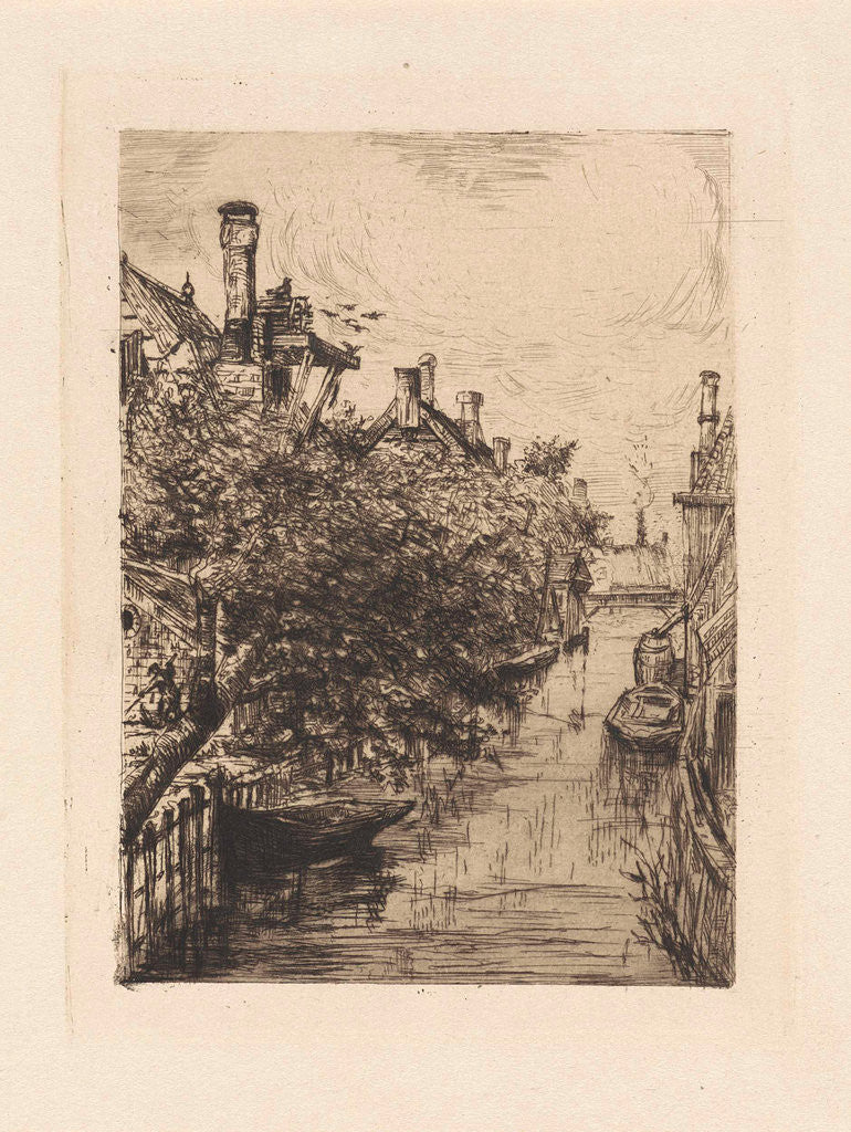 Detail of View of a canal in Amsterdam by Frans Schikkinger