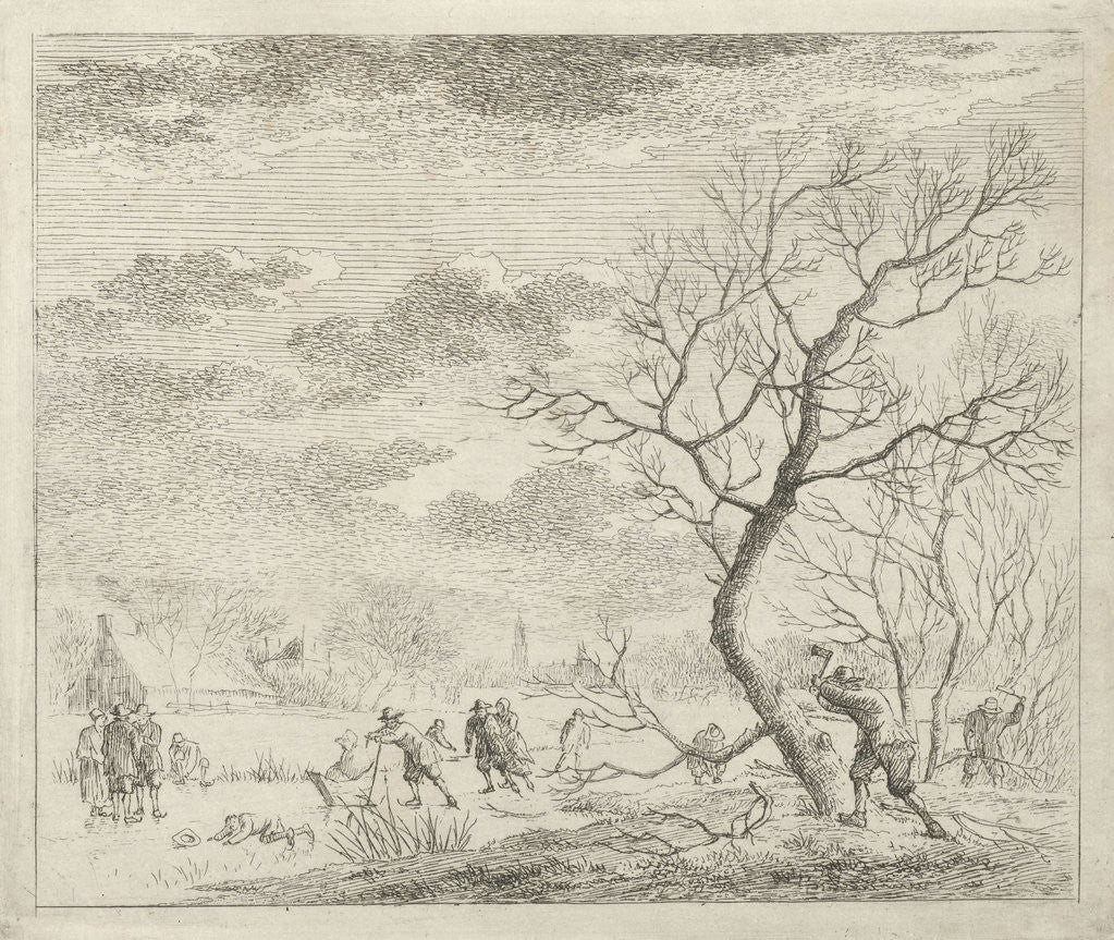 Detail of Winter Landscape with Skaters by Johannes Janson