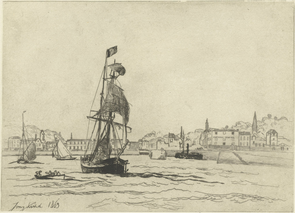 Detail of The Port of Honfleur by Johan Barthold Jongkind