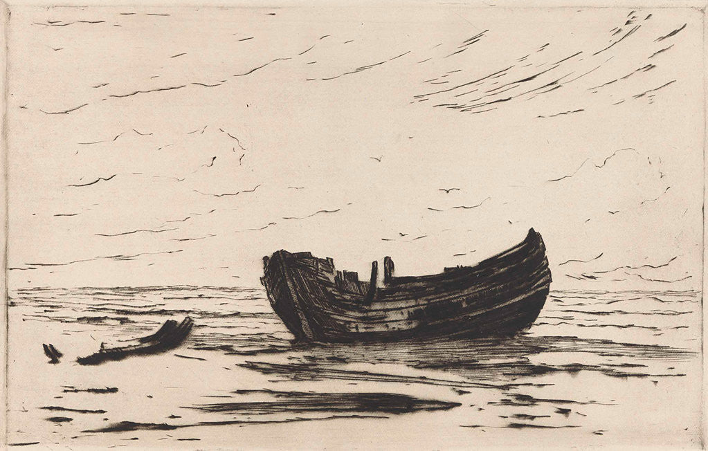 Detail of Wreck of a fishing boat by Carel Nicolaas Storm van 's-Gravesande