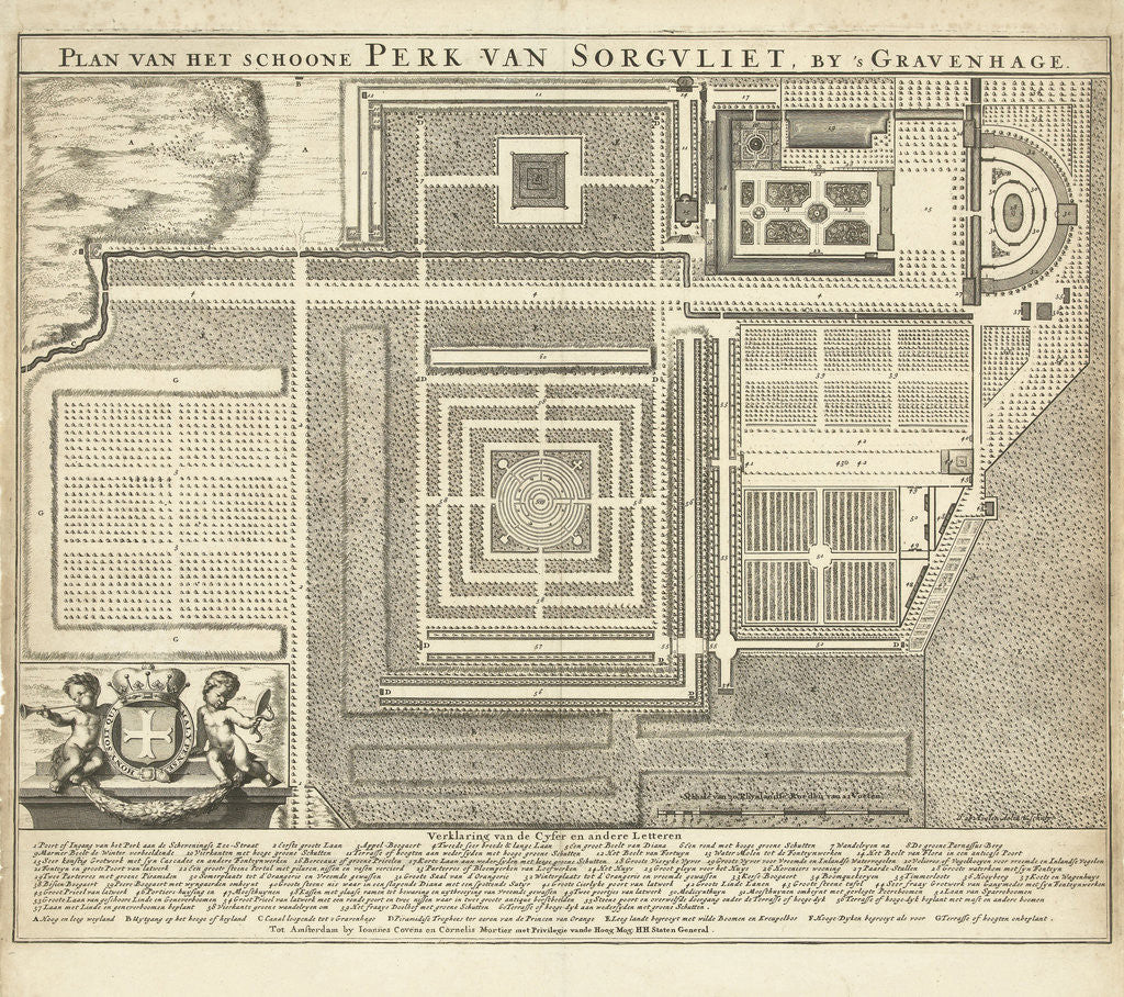 Detail of Map of the park Zorgvliet by Staten-Generaal