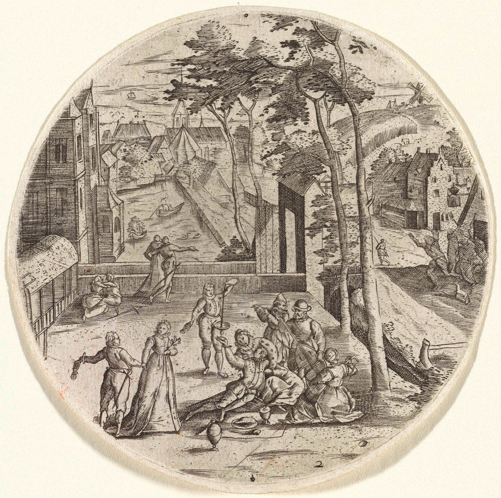 Detail of Prodigal son squanders his money by Anonymous