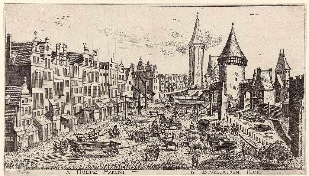 Detail of In and around the city of Danzig Series of 14 numbered prints by Frederik de Wit