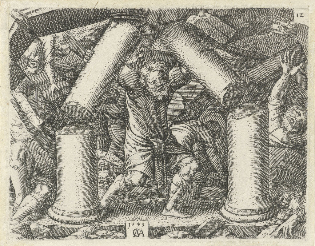 Detail of Samson's death by Cornelis Massijs