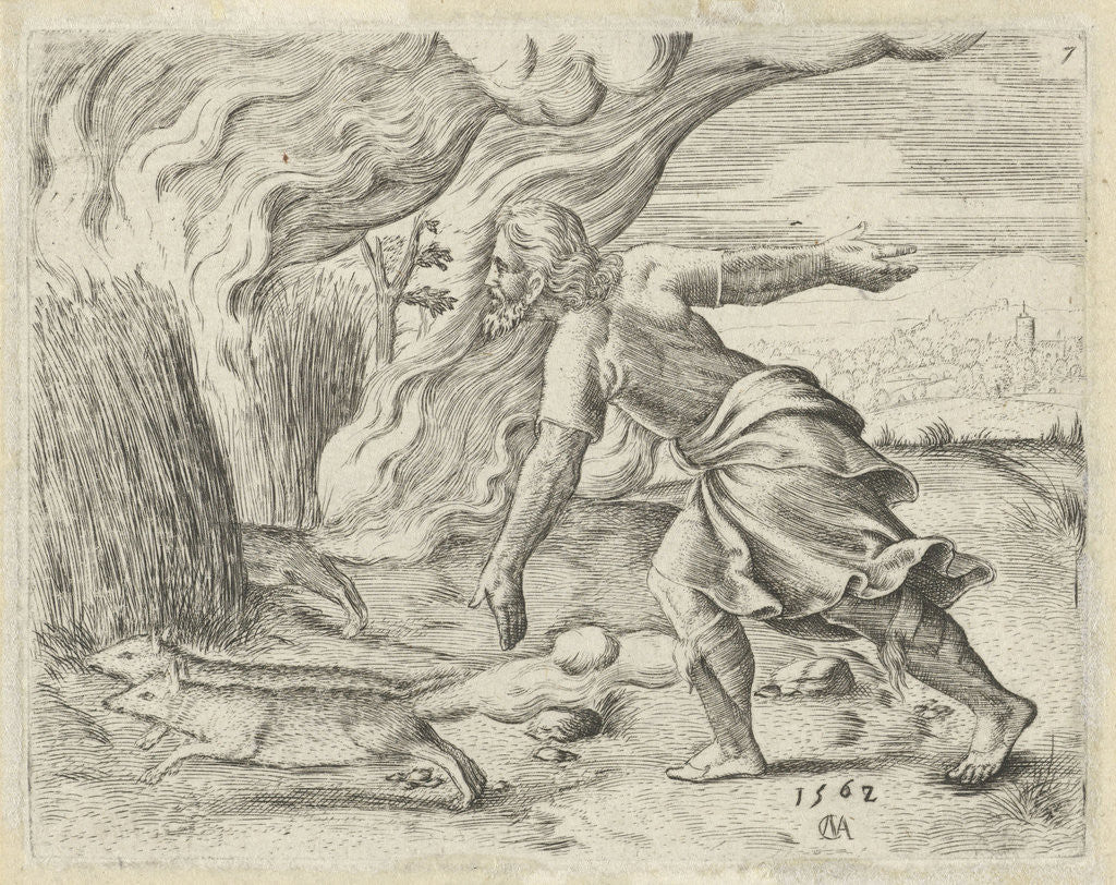 Detail of Samson puts the wheat fields of the Philistines in fire by Cornelis Massijs