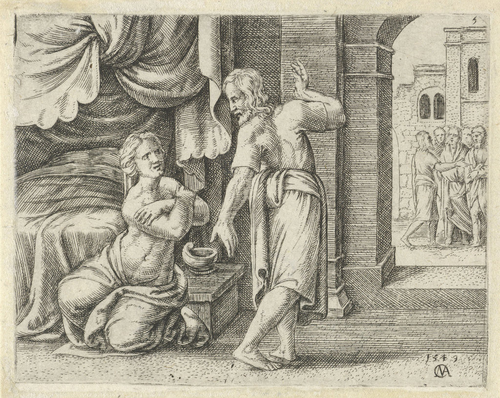 Detail of Samson's wife begs him to reveal the solution to the riddle by Cornelis Massijs