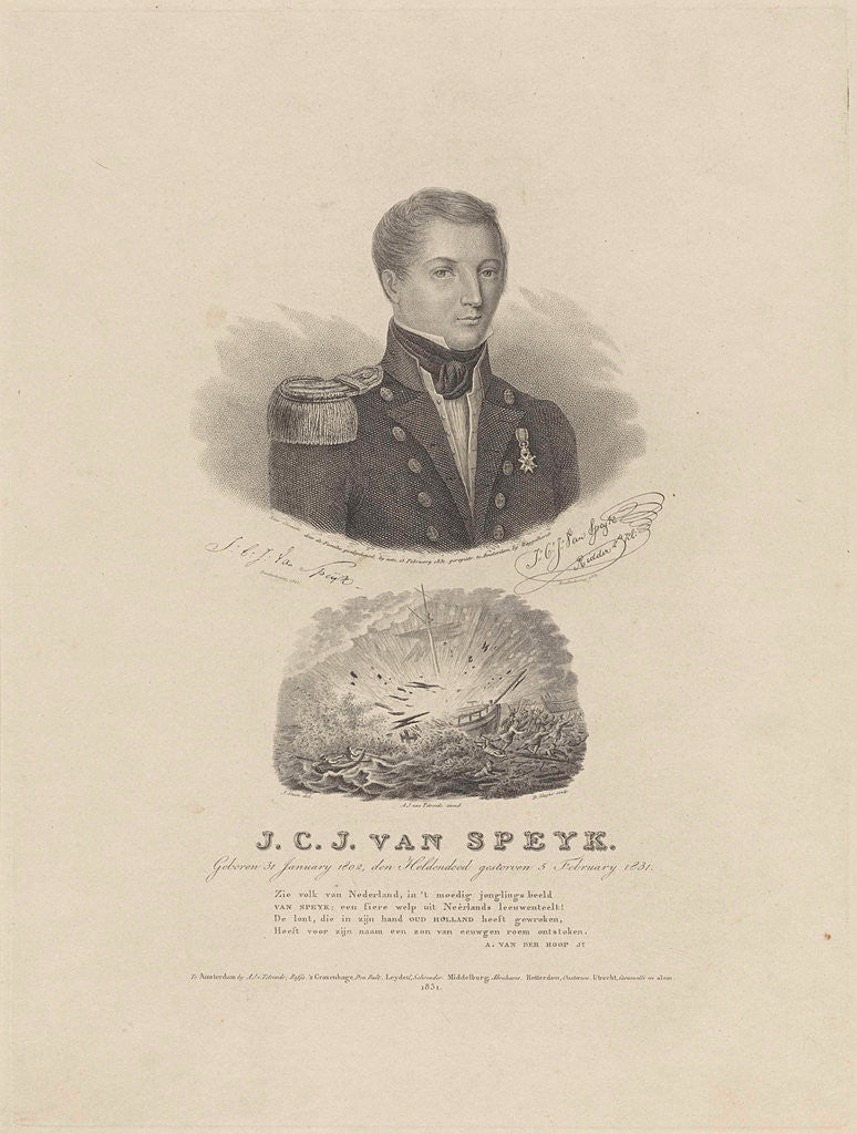 Detail of Portrait of Jan Carel Josephus Speijk by Anthonius Johannes van Tetroode