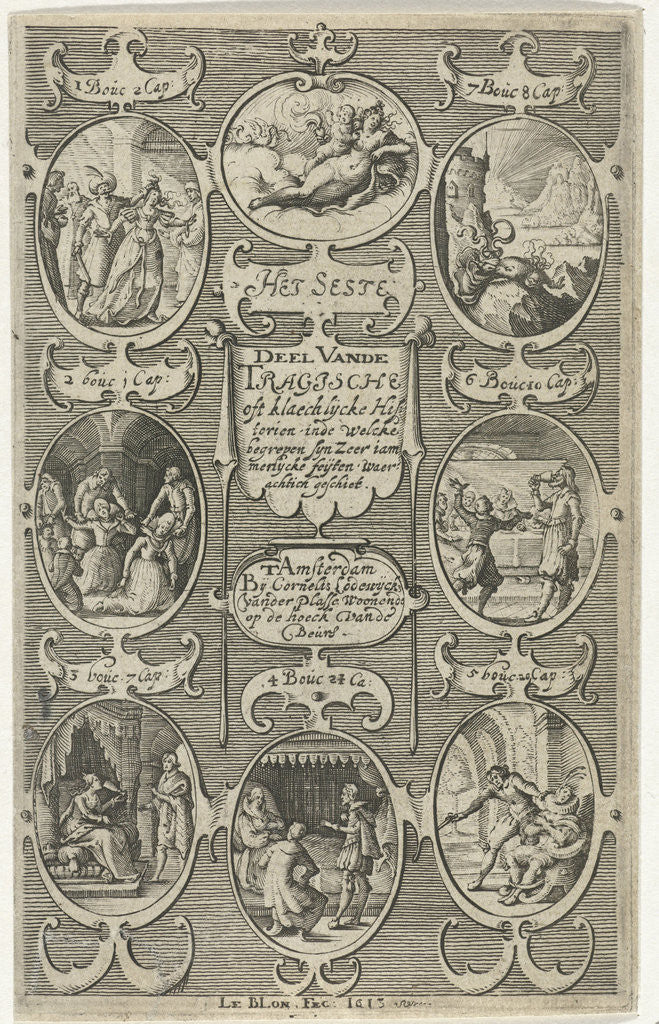 Detail of Title page for: Het seste deel vande Tragische oft klaechlijcke historien by Cornelis Lodewijcksz. van der Plasse