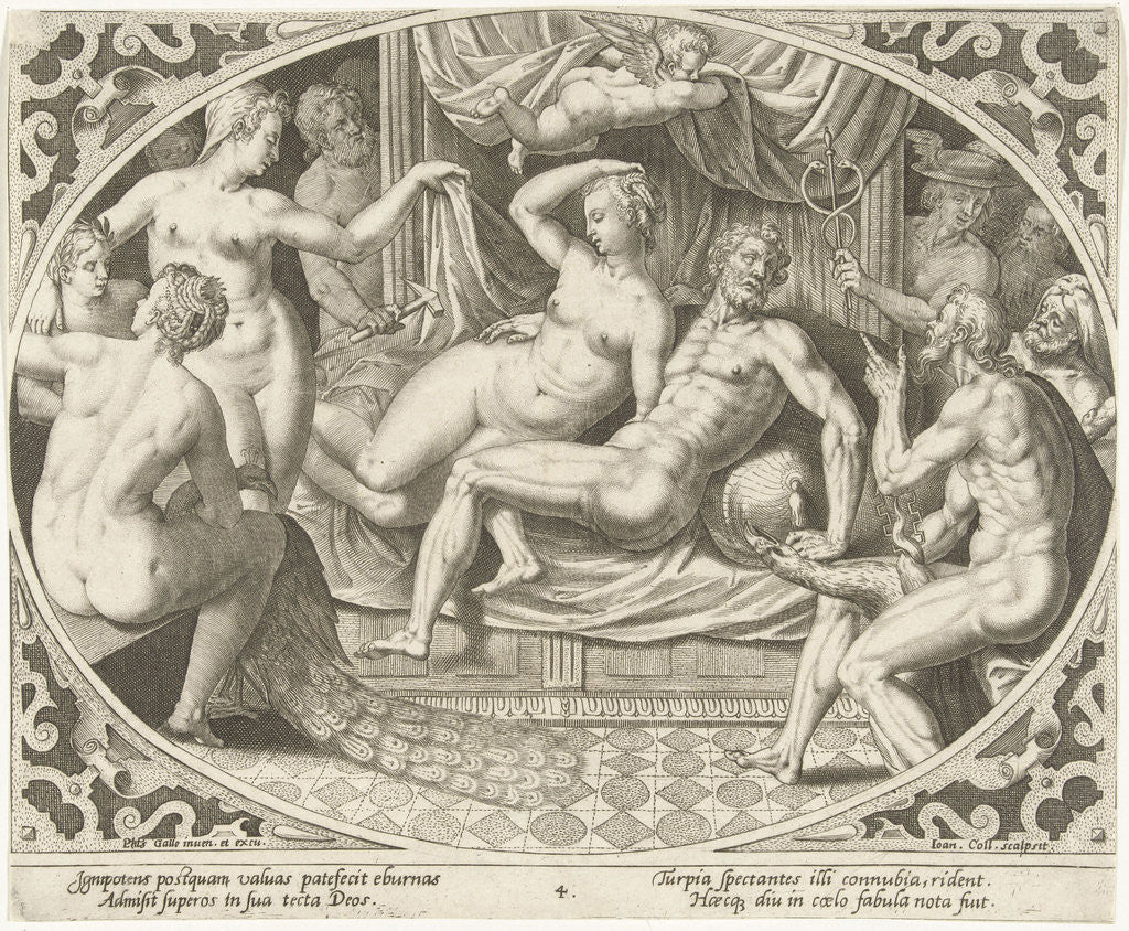 Detail of Venus and Mars caught in adultery by Philips Galle