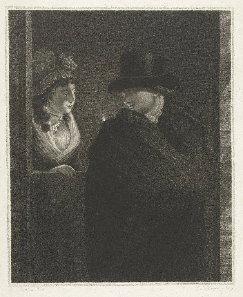 Detail of Two lovers at the door by Lambertus Antonius Claessens