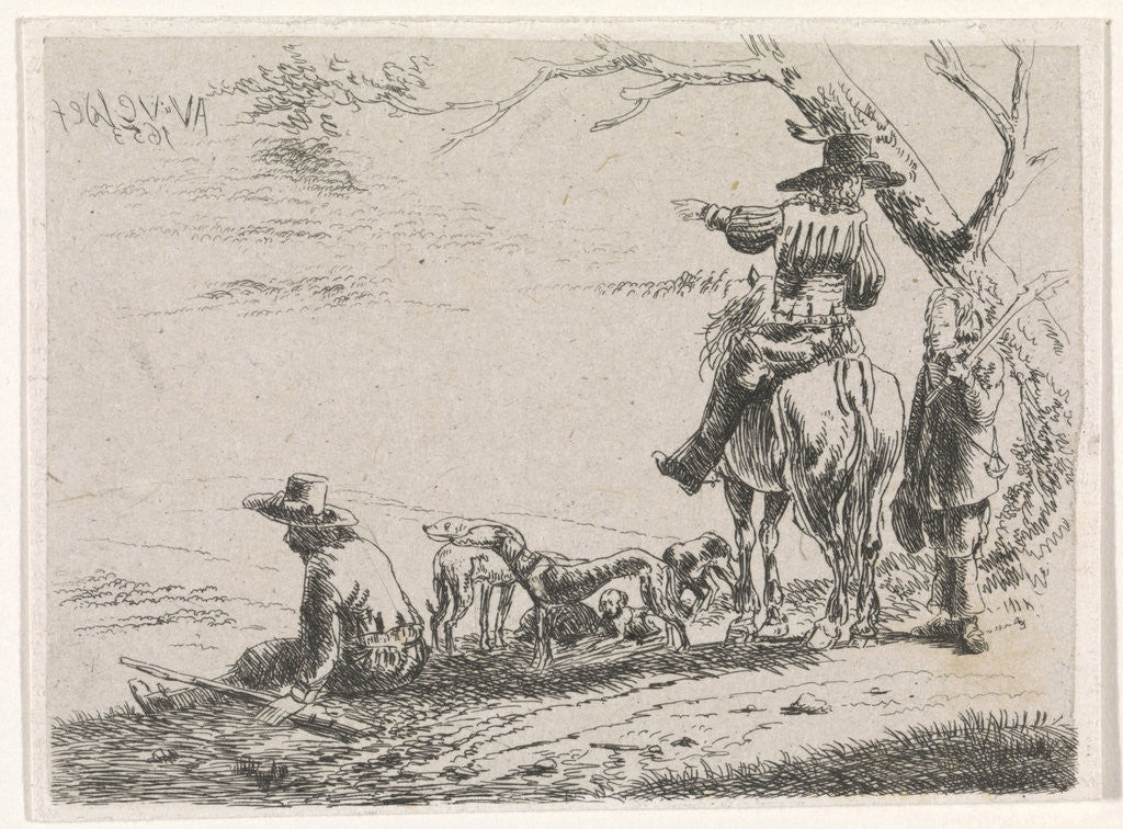 Detail of Three hunters with dogs by Adriaen van de Velde William Young Ottley
