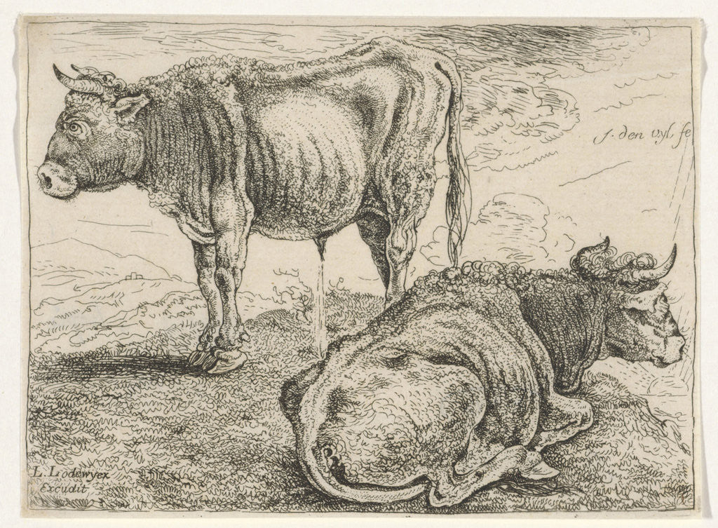 Detail of Two bullocks by Lodewyck Lodewycksz