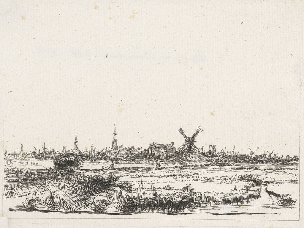 Detail of View of Amsterdam from the northwest by Rembrandt Harmensz. van Rijn