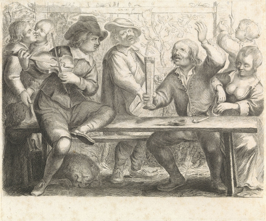 Detail of Musicians and drinking in a tavern by Jan Miense Molenaer