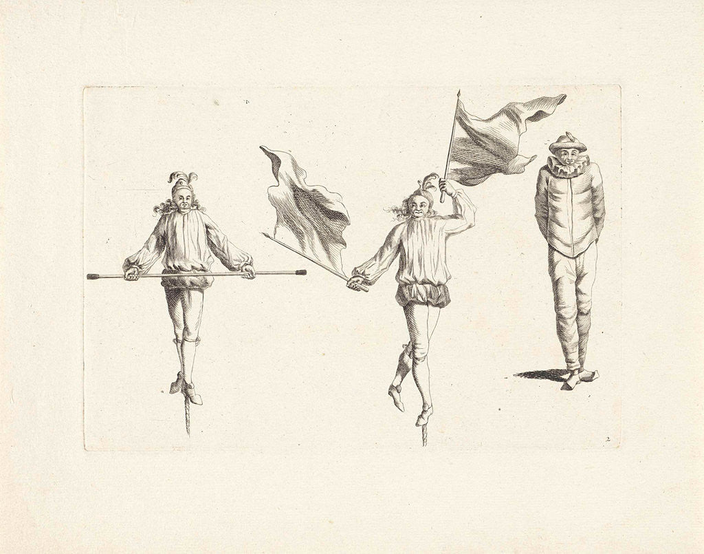 Detail of Two tightrope walkers with attributes and a clown by Pieter Schenk II