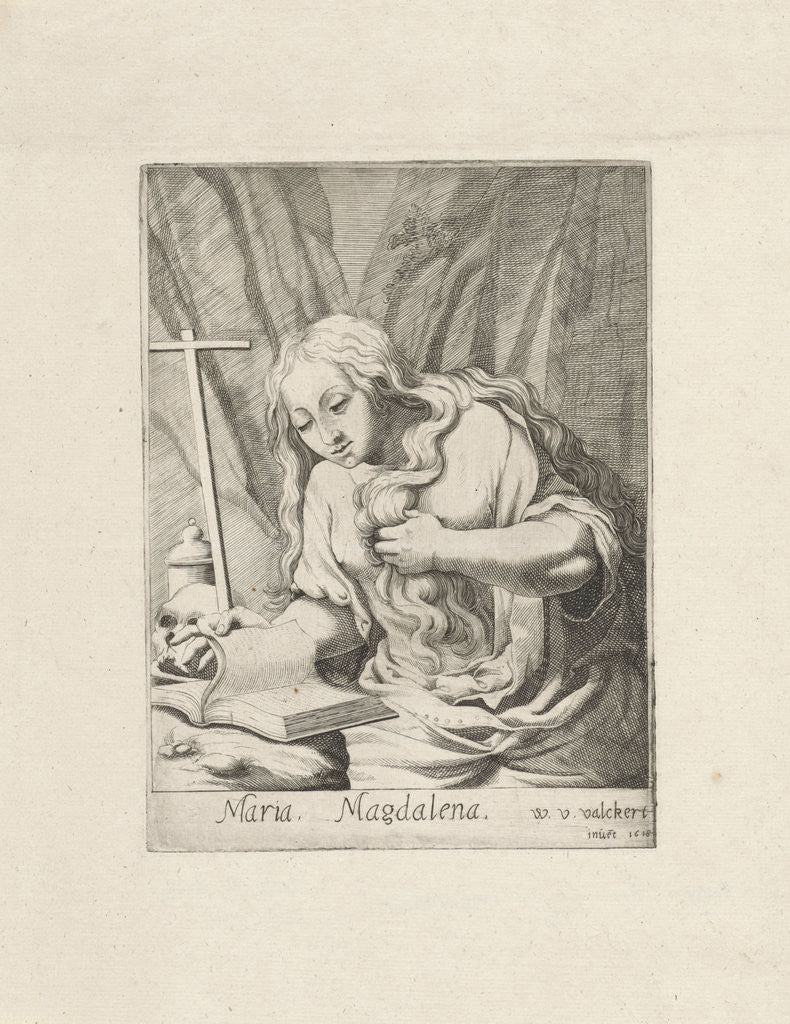 Detail of Penitent Mary Magdalene reading by Anonymous