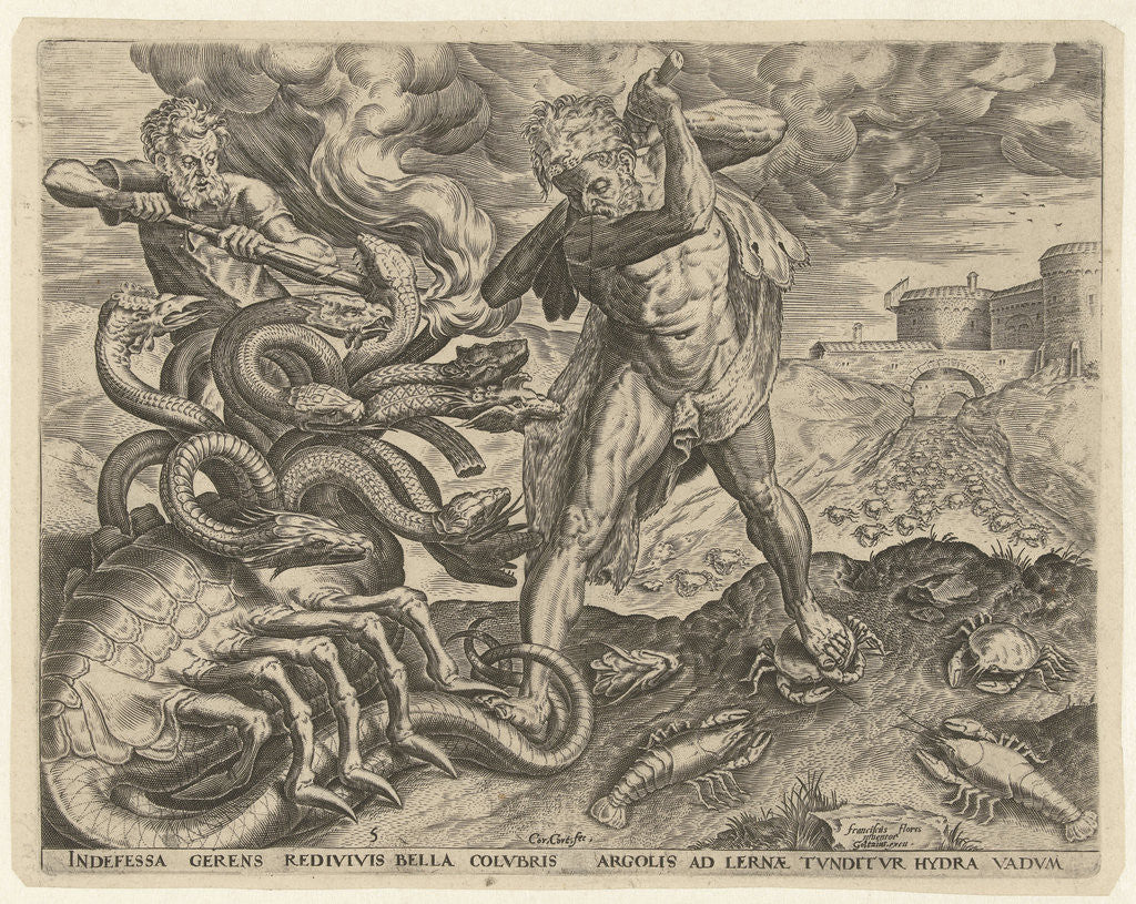 Detail of Hercules overcomes the Hydra of Lerna by Julius Goltzius