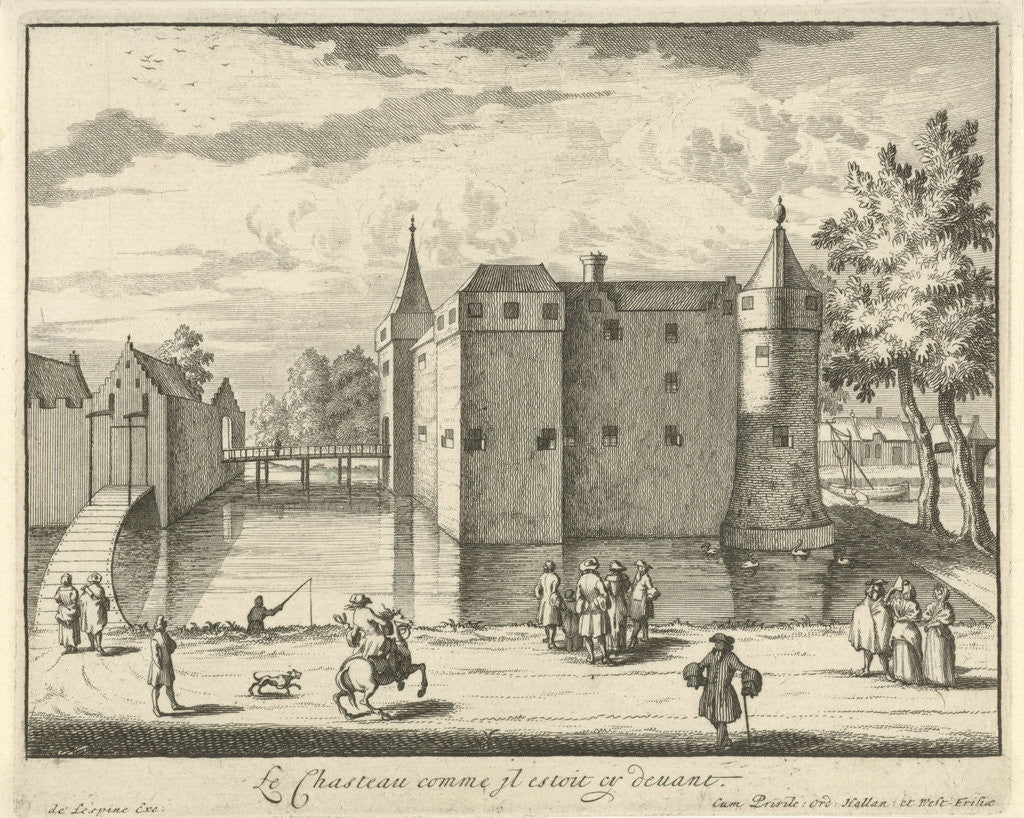 Detail of Castle Gunterstein as it was before, Breukelen by Jaques Le Moine de l'Espine Joseph Mulder