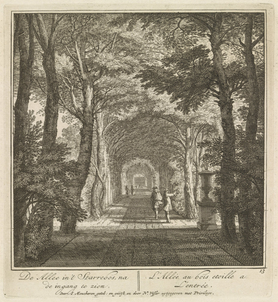 Detail of Covered path given to the input / View of the park / Duck pond / Large pond by Isaac de Moucheron