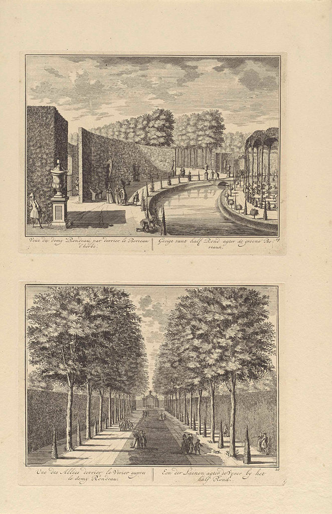 Detail of View of the semicircular closure of the garden behind Slot Zeist / View of the central avenue behind the garden at Slot Zeist by Daniël Stopendaal