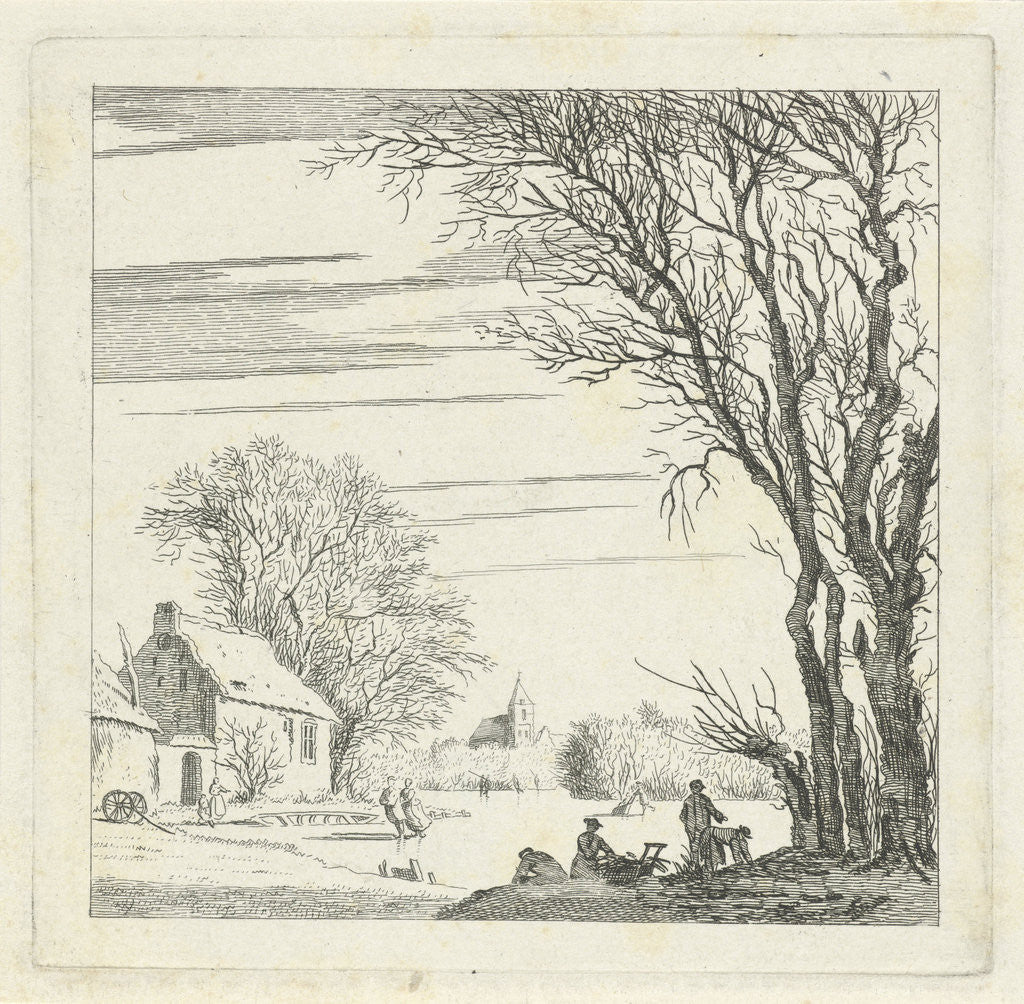 Detail of Winter Landscape with Skaters by Paulus van Liender