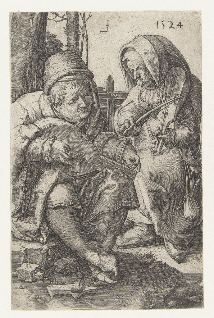 Detail of Couple making music by Lucas van Leyden