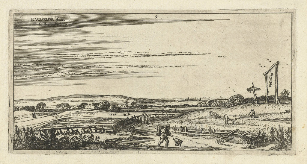 Detail of Landscape with gallows in Haarlem by Esaias van de Velde