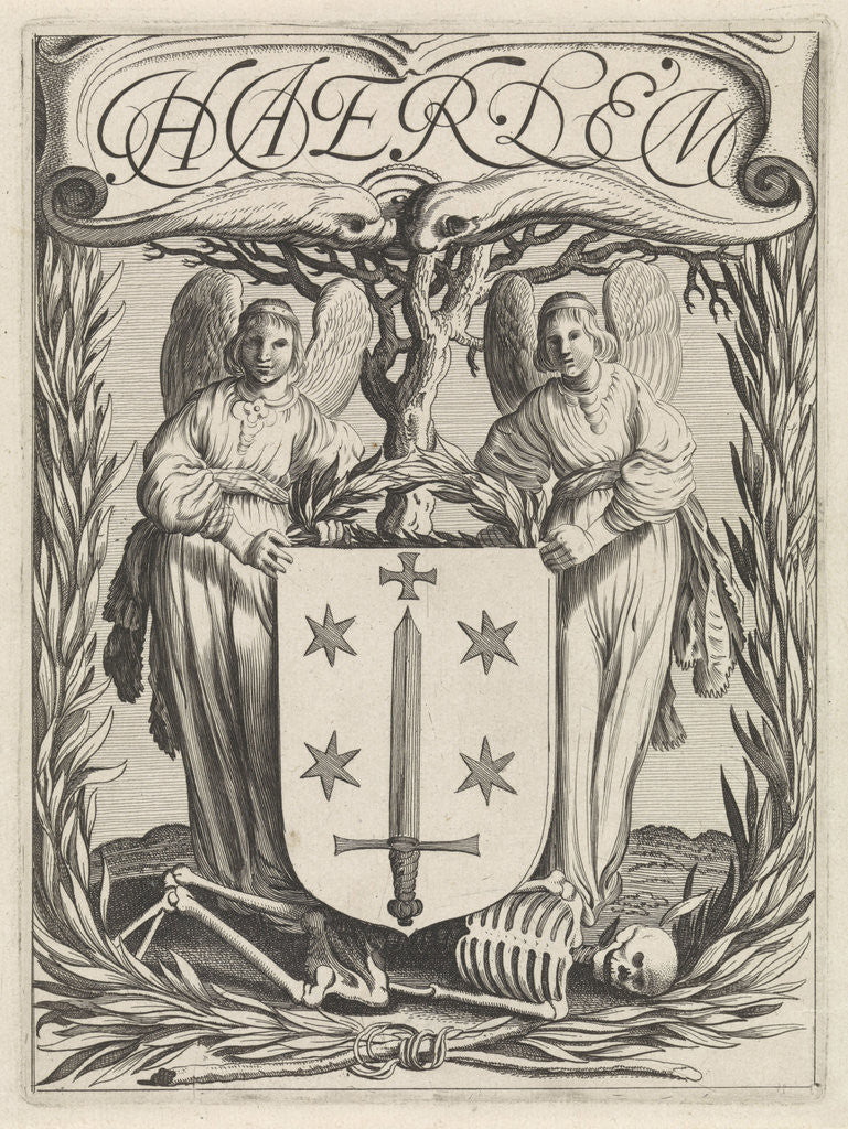 Detail of Weapon of Haarlem with two angels by Jan van de Velde II