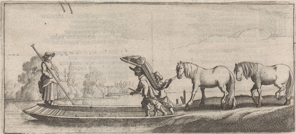 Detail of Peddler and two horses on a ferry by Cornelis Willemsz Blaeu-Laken