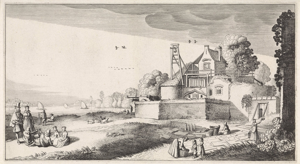 Detail of Bleekveld before a fortress by Jan van de Velde II